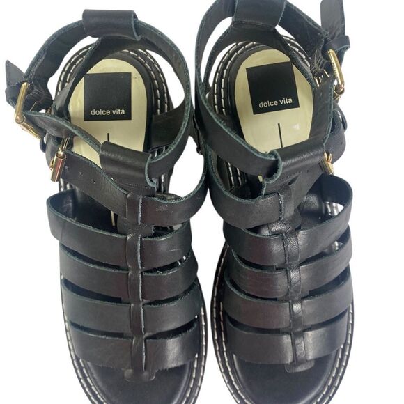 Dolce Vita 6.5 Gladiater sandals Bloomingdales black leather platform streetwear - Picture 6 of 7